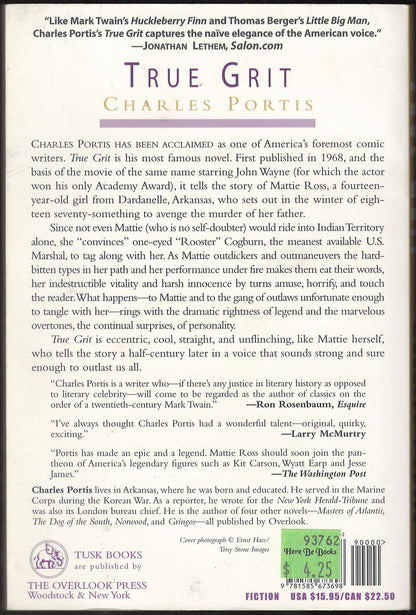 True Grit by Charles Portis back cover