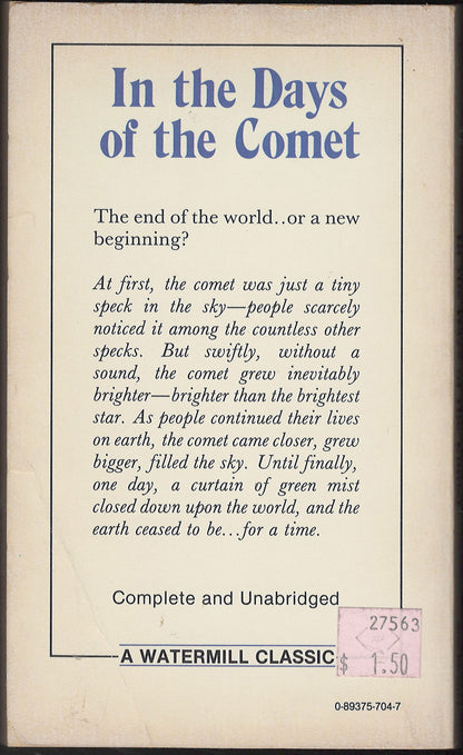 In the Days of the Comet by H.G. Wells back cover