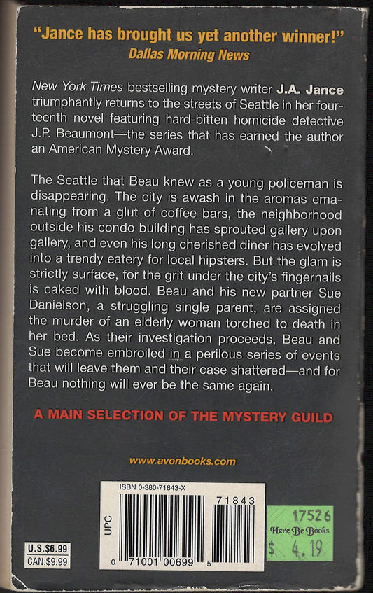 Breach of Duty by J. A. Jance back cover