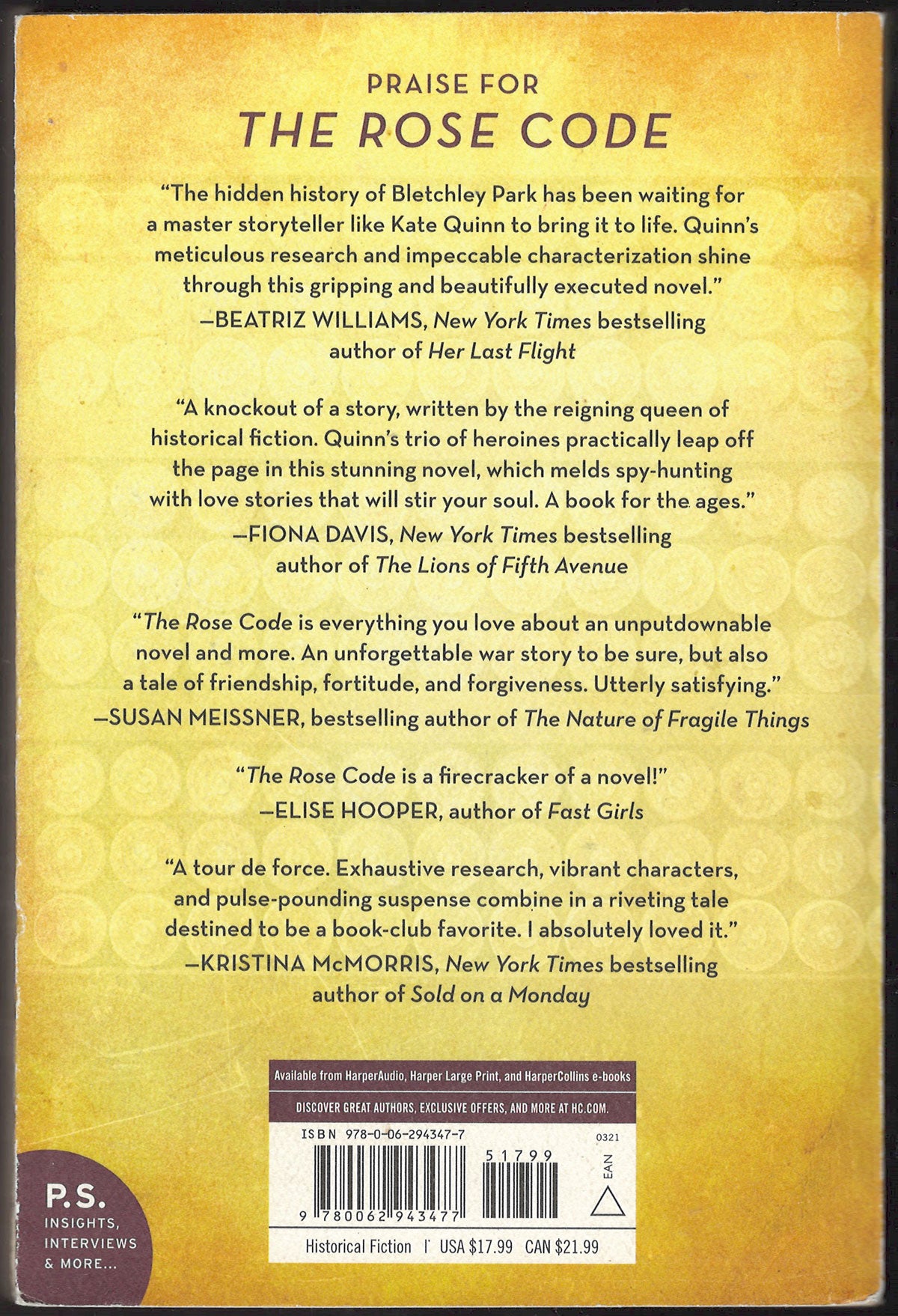 The Rose Code by Kate Quinn back cover