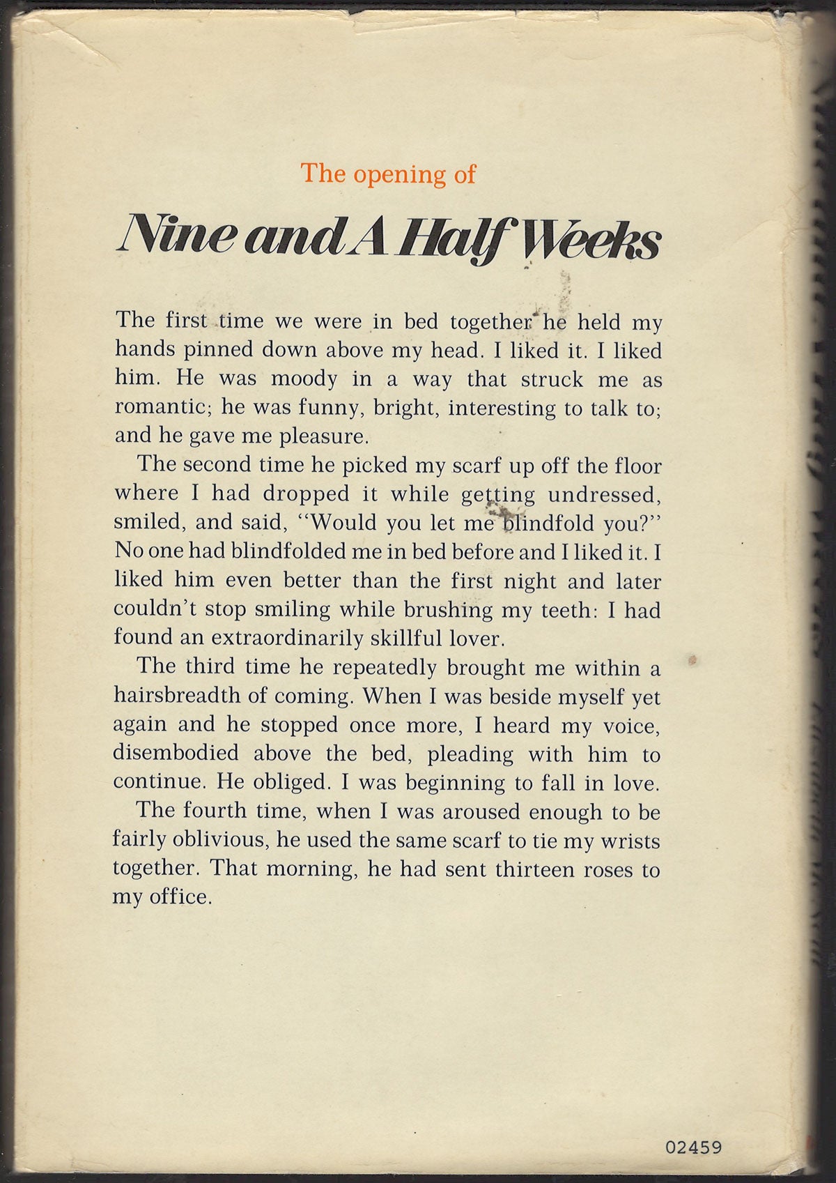 Nine and A Half Weeks by Elizabeth McNeill back cover