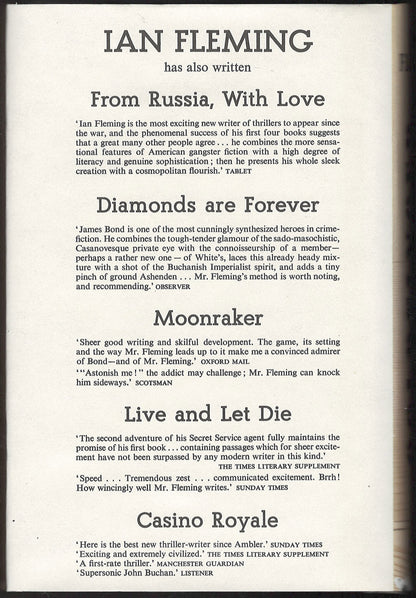 Goldfinger by Ian Fleming back cover