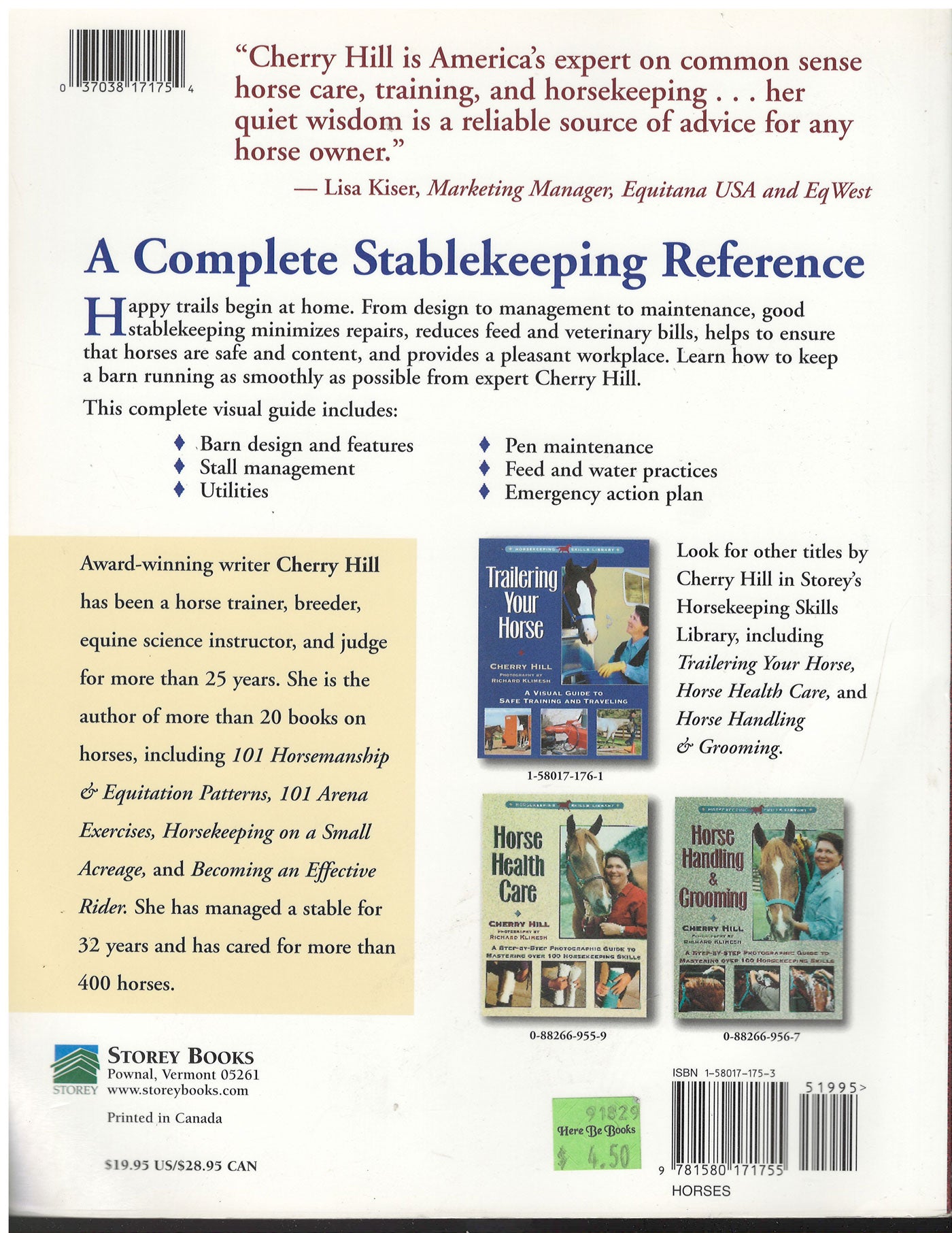 Stablekeeping A Visual Guide to Safe and Healthy Horsekeeping back cover