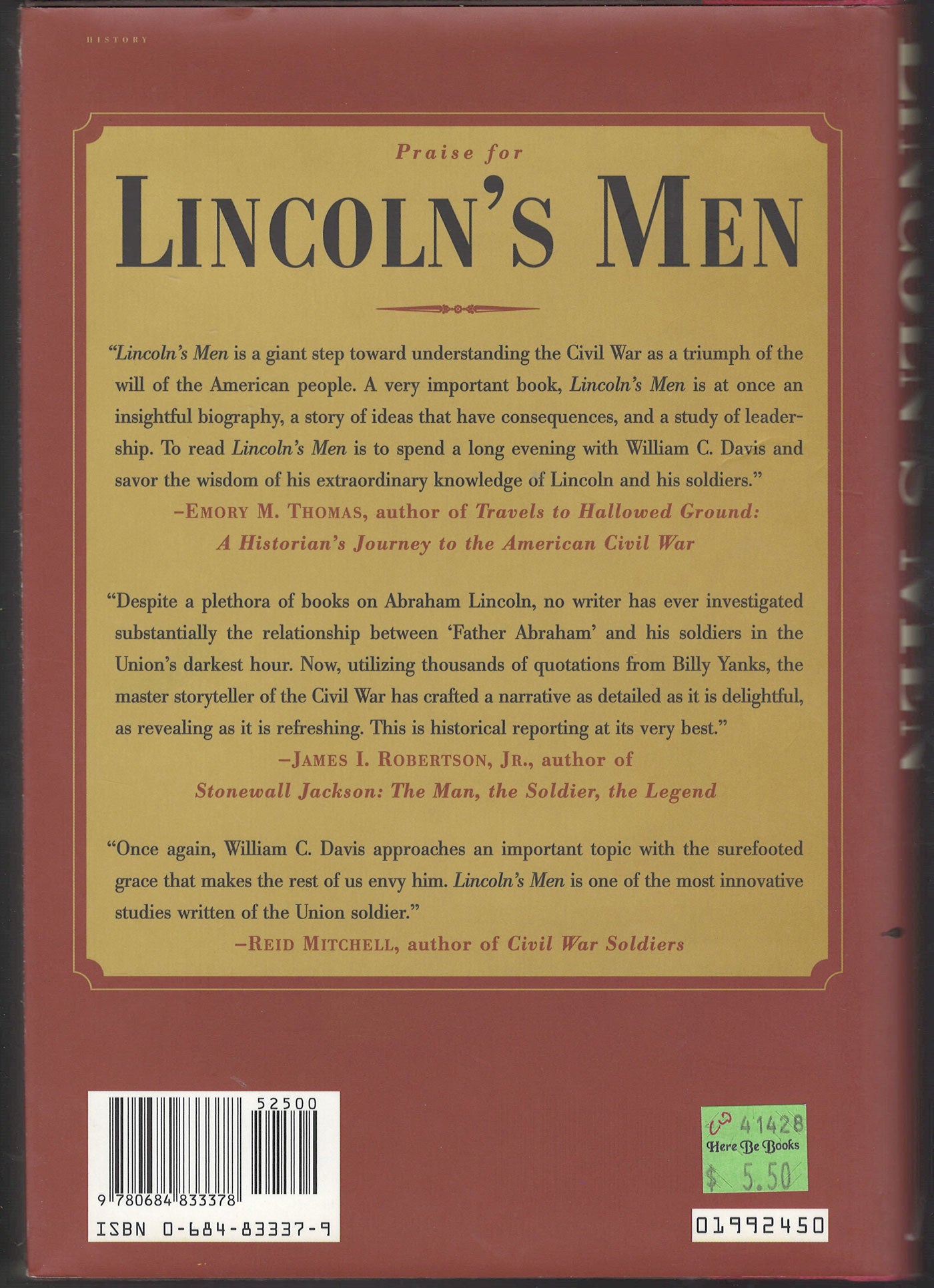 Lincoln's Men by William C. Davis back cover