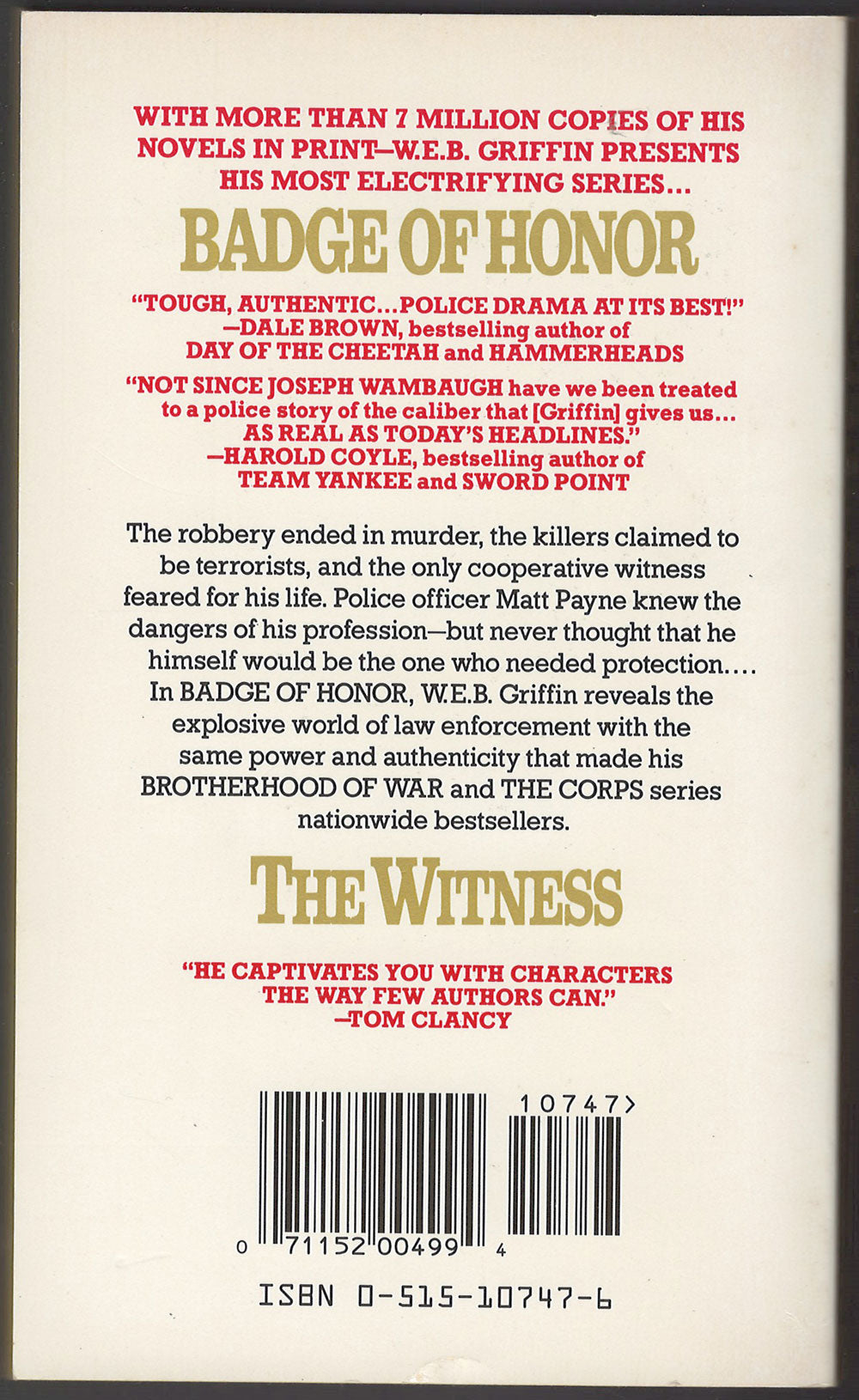 The Witness by W.E.B. Griffin back cover