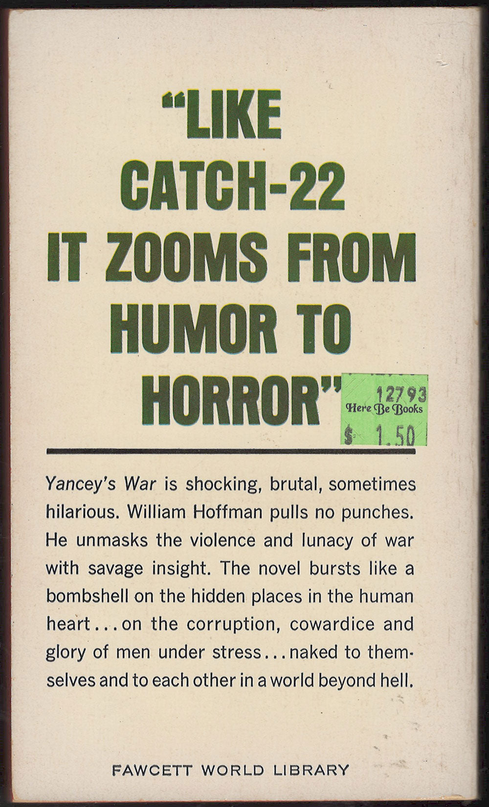 Yancey's War by Willian Hoffman back cover