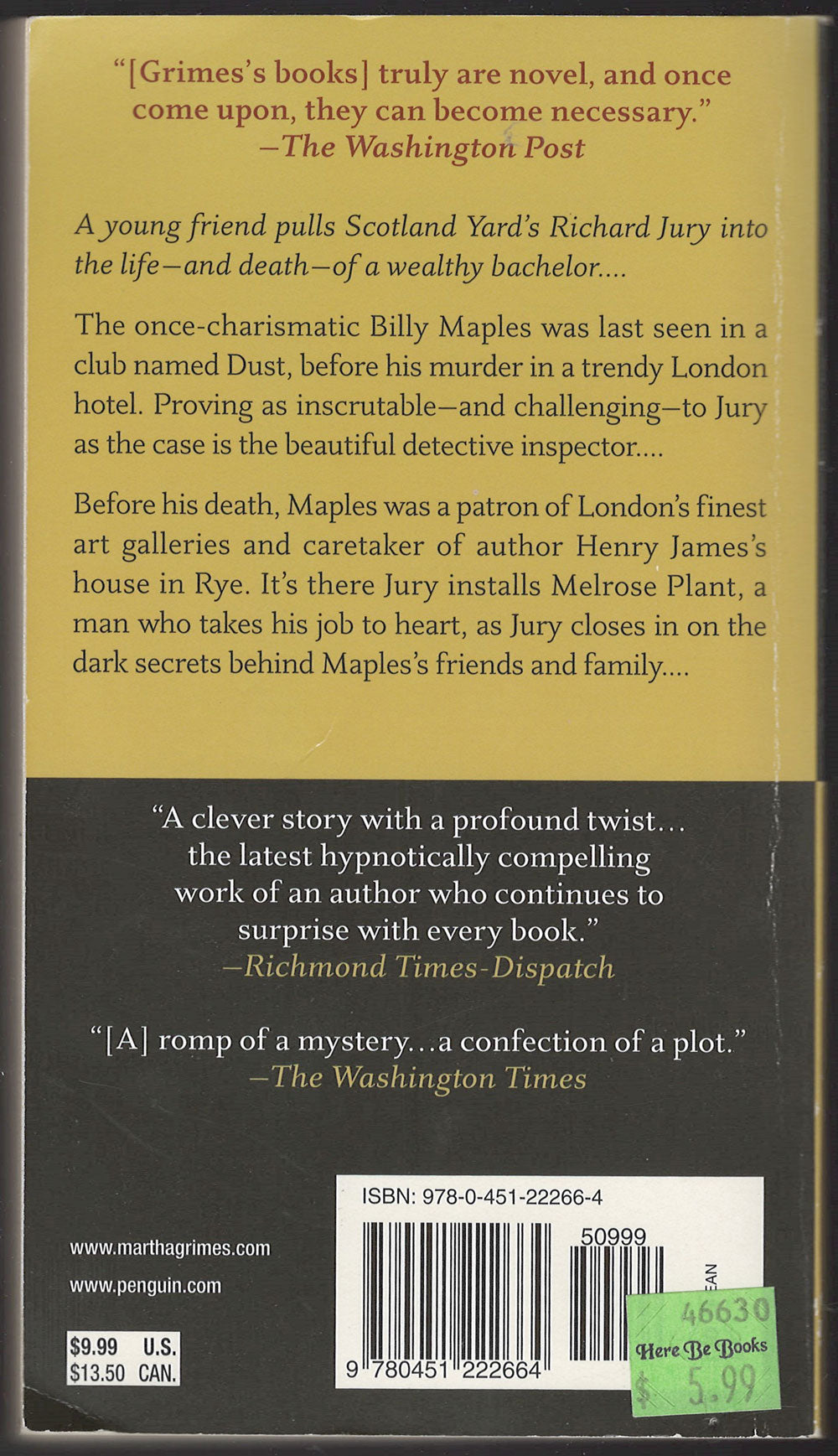 Dust by Martha Grimes back cover (copy 1)