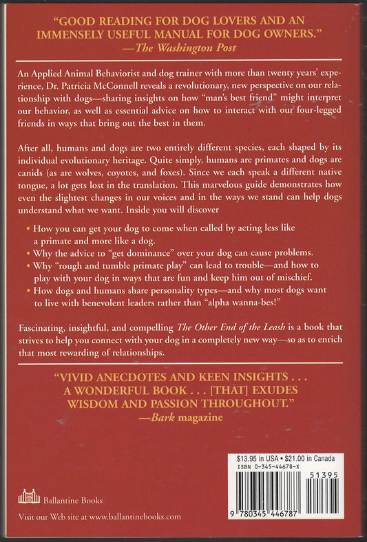 The Other End of the Leash by Patricia McConnell back cover