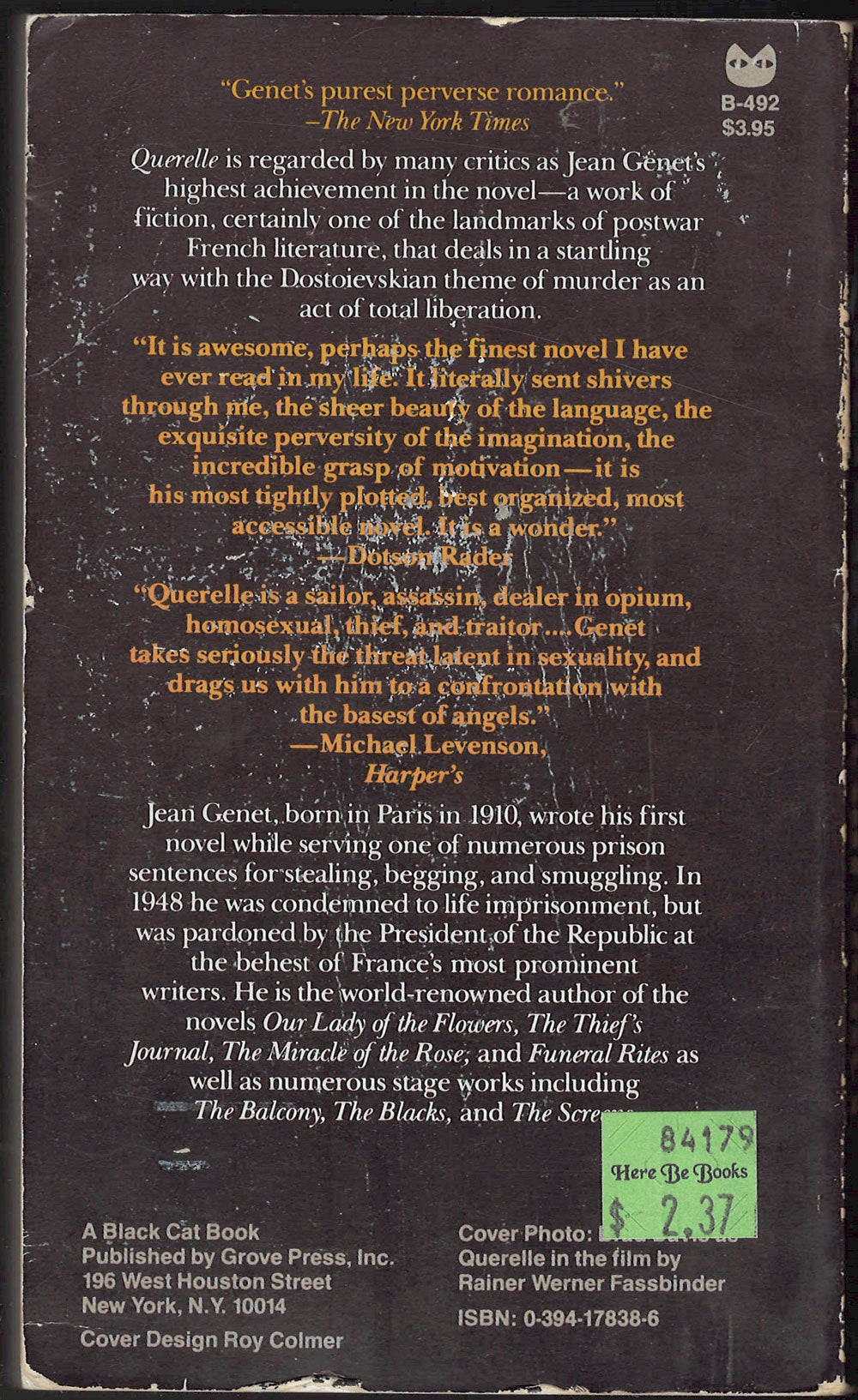 Querelle by Jean Genet back cover