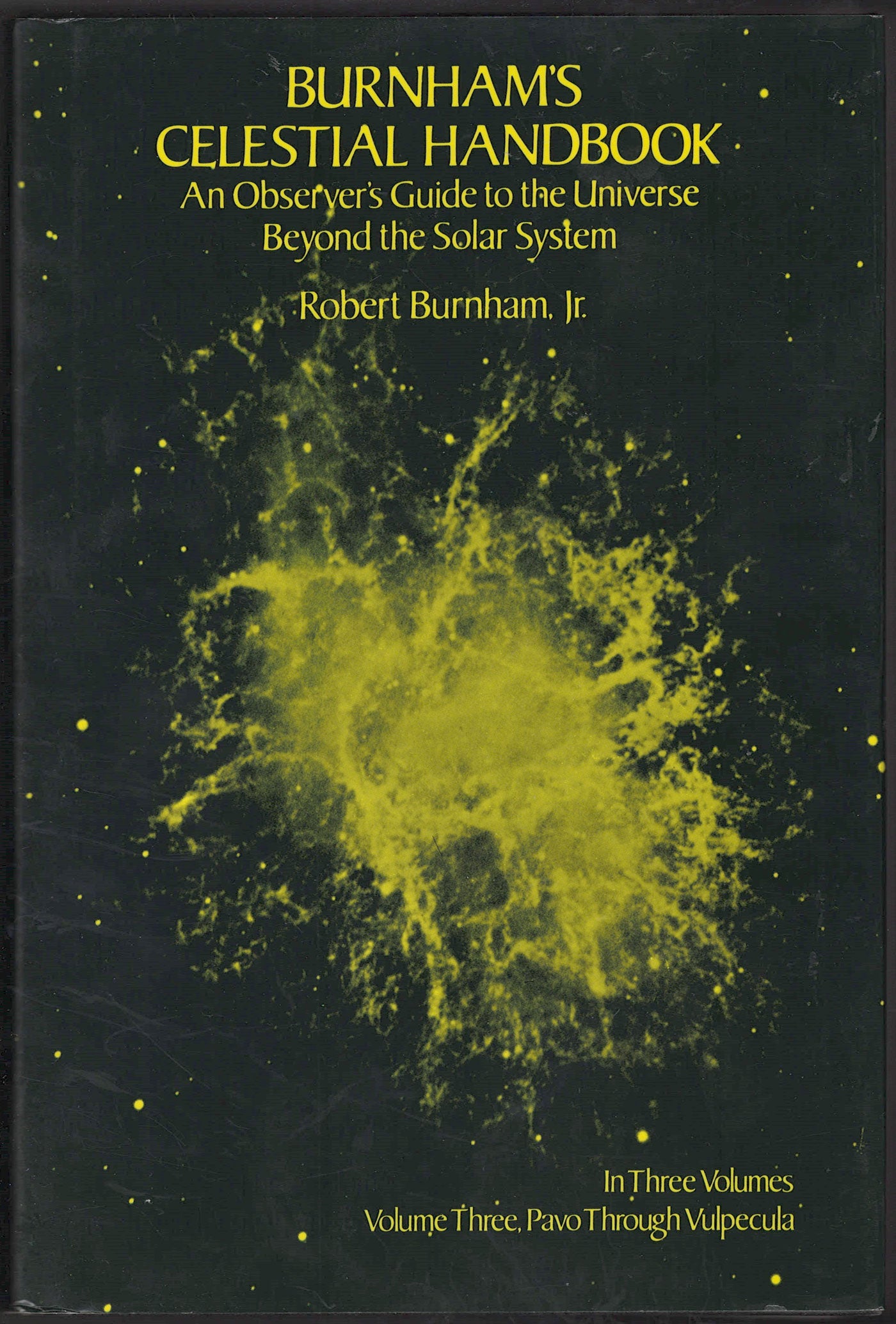 Front cover of Burnham's Celestial Handbook Volume Three with celestial imagery on a dark background