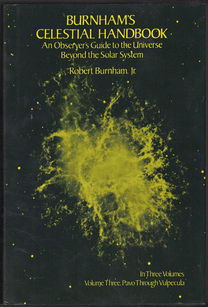 Front cover of Burnham's Celestial Handbook Volume Three with celestial imagery on a dark background