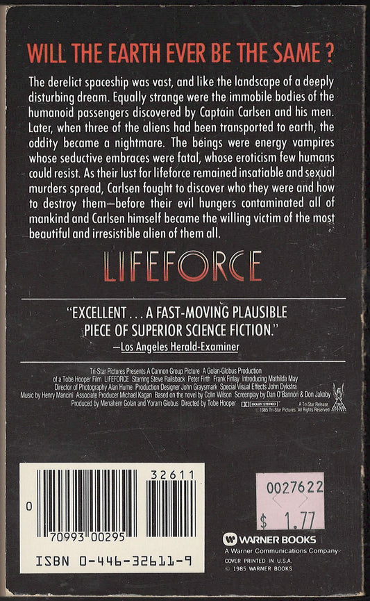 Lifeforce by Colin Wilson back cover