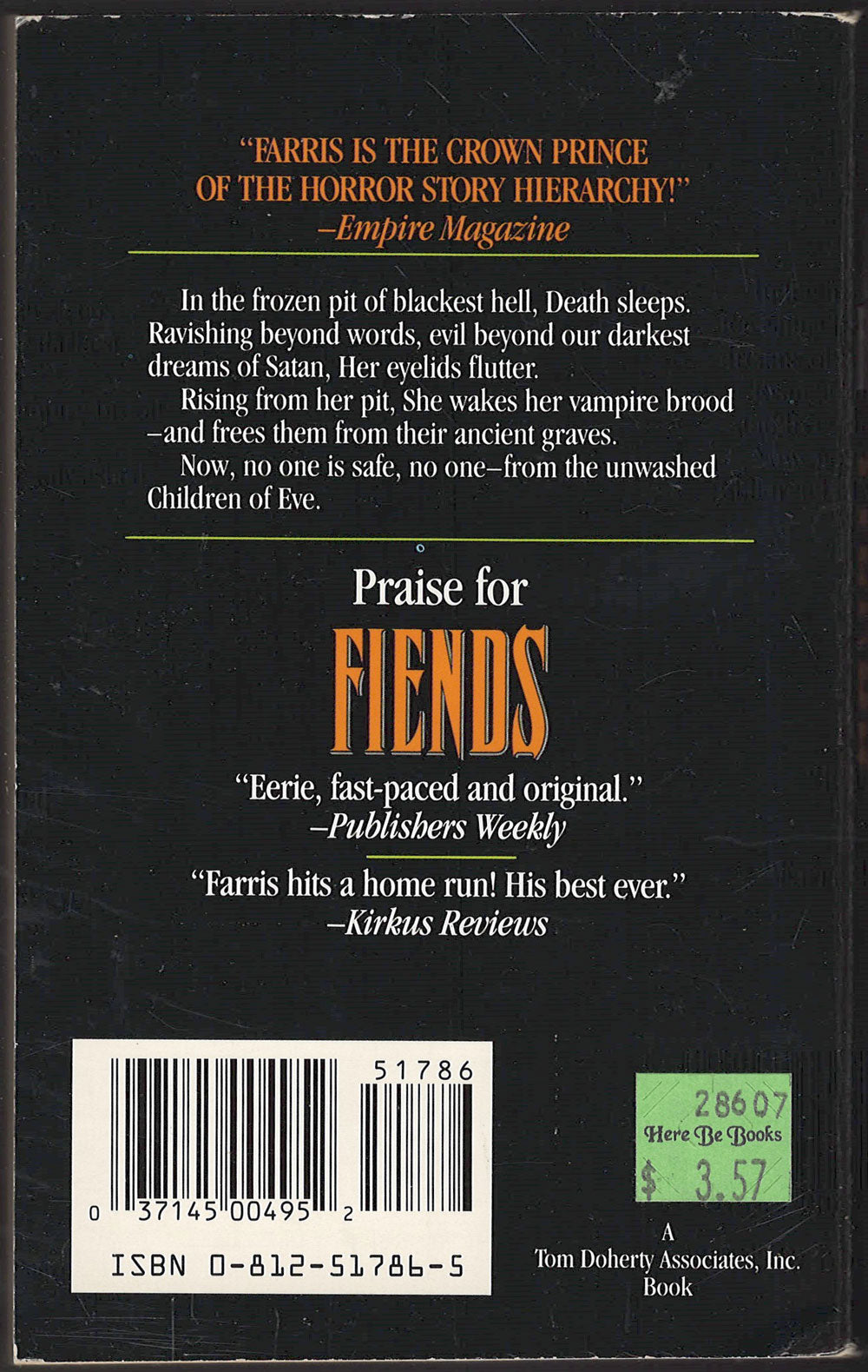 Fiends by John Farris back cover