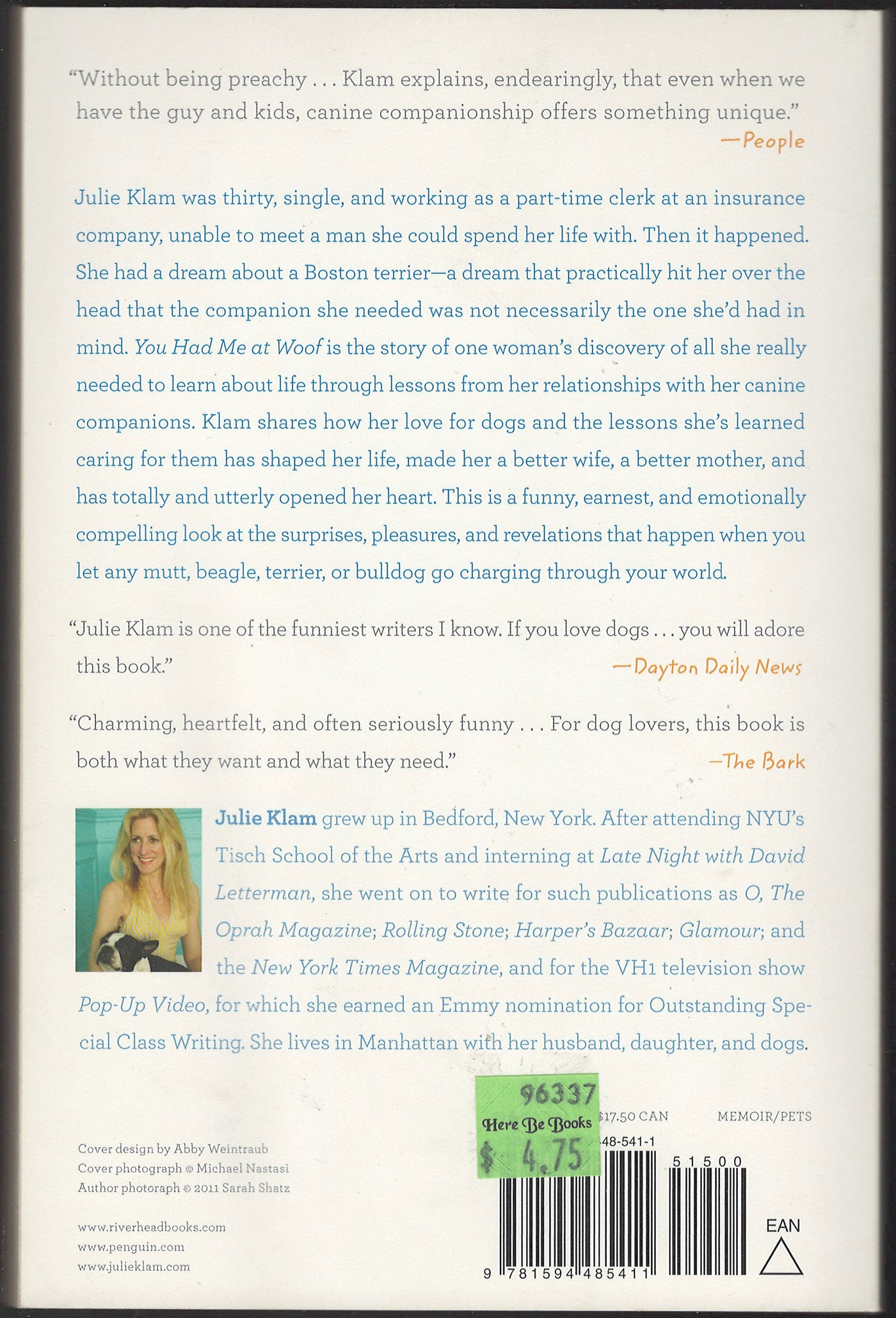 You Had Me at Woof by Julie Klam back cover