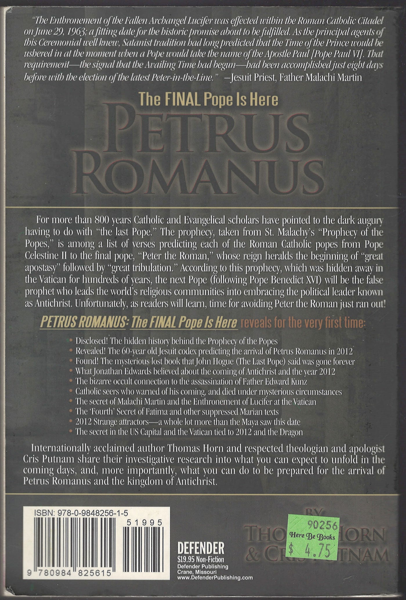 Petrus Romanus: The Final Pope Is Here back cover