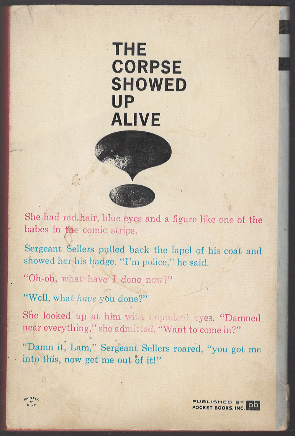 You Can Die Laughing by A. A. Fair back cover