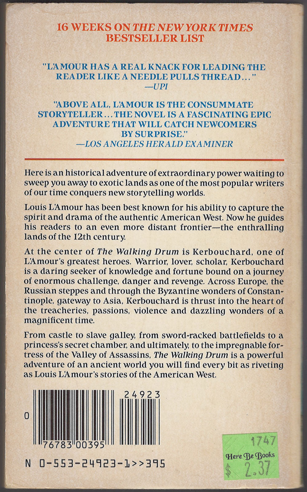 The Walking Drum by Louis L'Amour  back cover