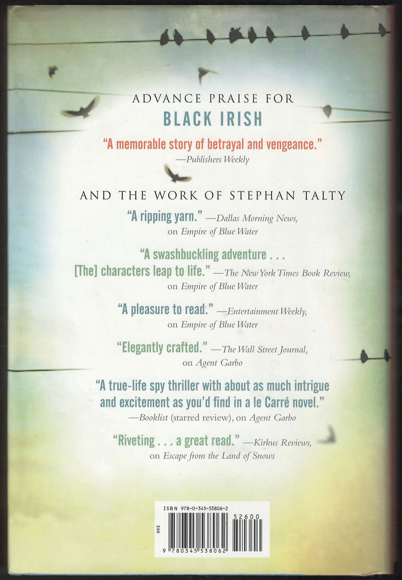 Black Irish by Stephan Talty back cover