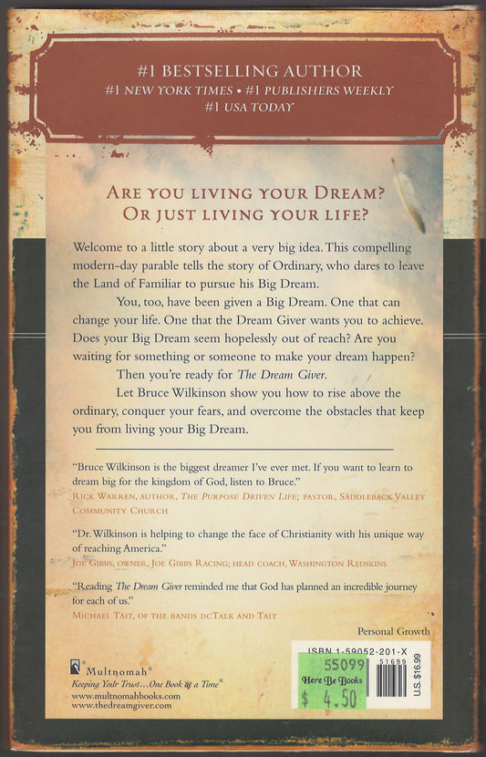 The Dream Giver by Bruce Wilkinson back cover