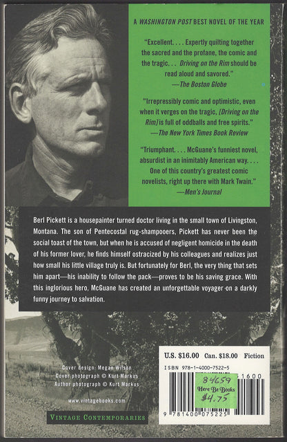 Driving on the Rim by Thomas McGuane back cover