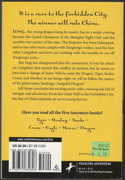 The Five Ancestors: Dragon by Jeff Stone back cover