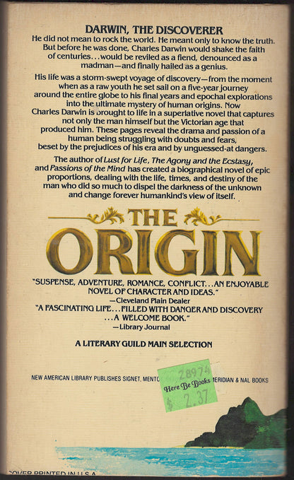 The Origin by Irving Stone back cover