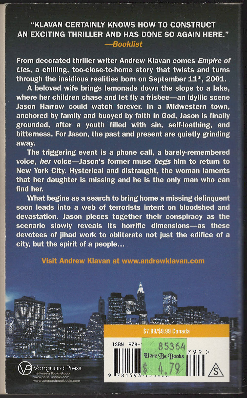 Empire of Lies by Andrew Klavan back cover