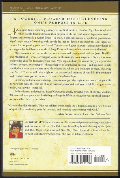 Sacred Contracts by Caroline Myss back cover