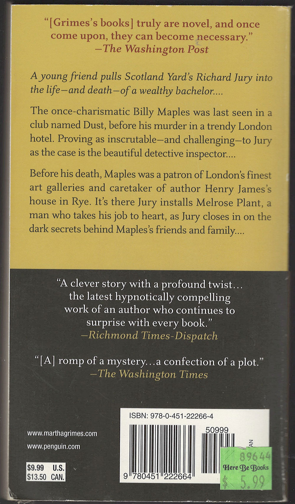 Dust by Martha Grimes back cover (copy 2)