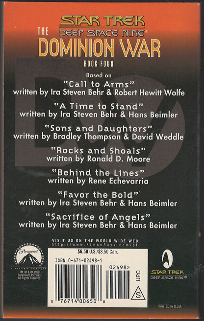 Sacrifice of Angels The Dominion War Book 4 by Diane Carey back cover