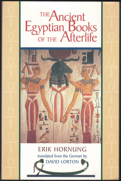 Front cover of The Ancient Egyptian Books of the Afterlife with Egyptian hieroglyphs and figures.