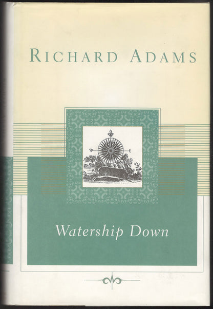 Front cover of Watership Down by Richard Adams with a green and beige design.