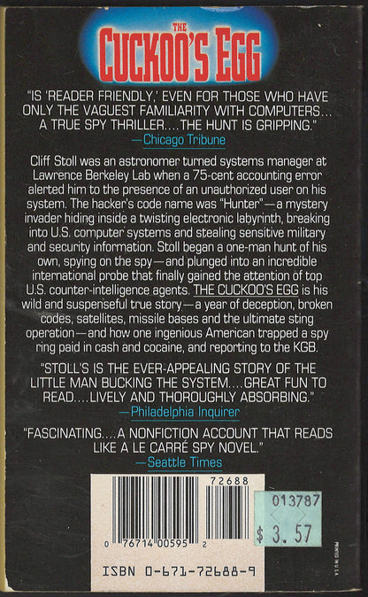 The Cuckoo's Egg by Cliff Stoll back cover