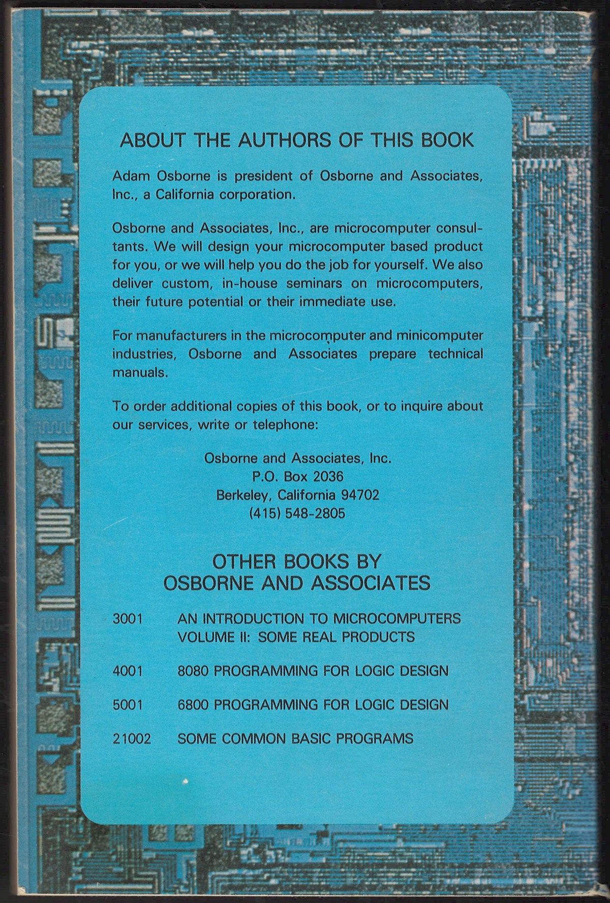 An Introduction to Microcomputers Volume 1 Basic Concepts by Adam Osborne back cover
