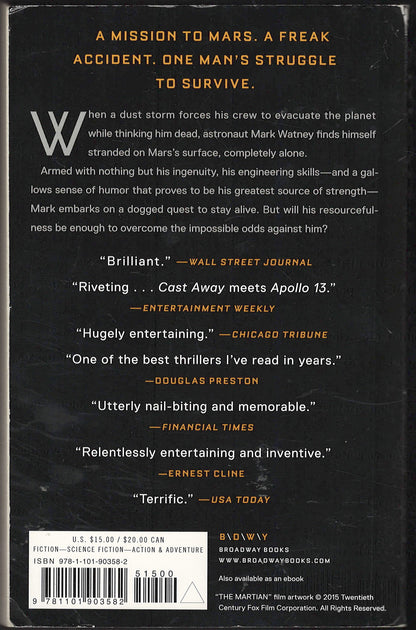 The Martian by Andy Weir back cover