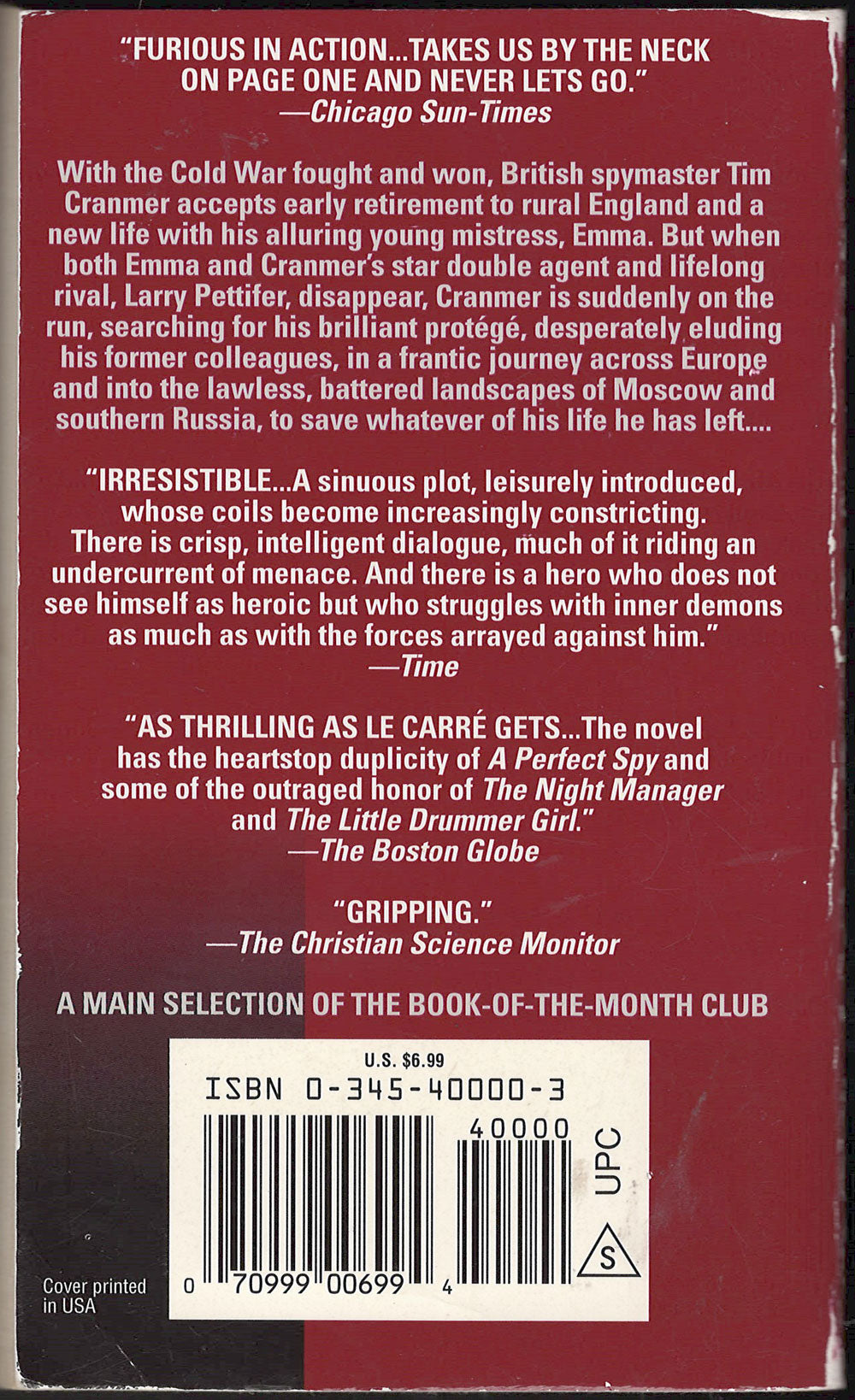 Our Game by John Le Carre back cover