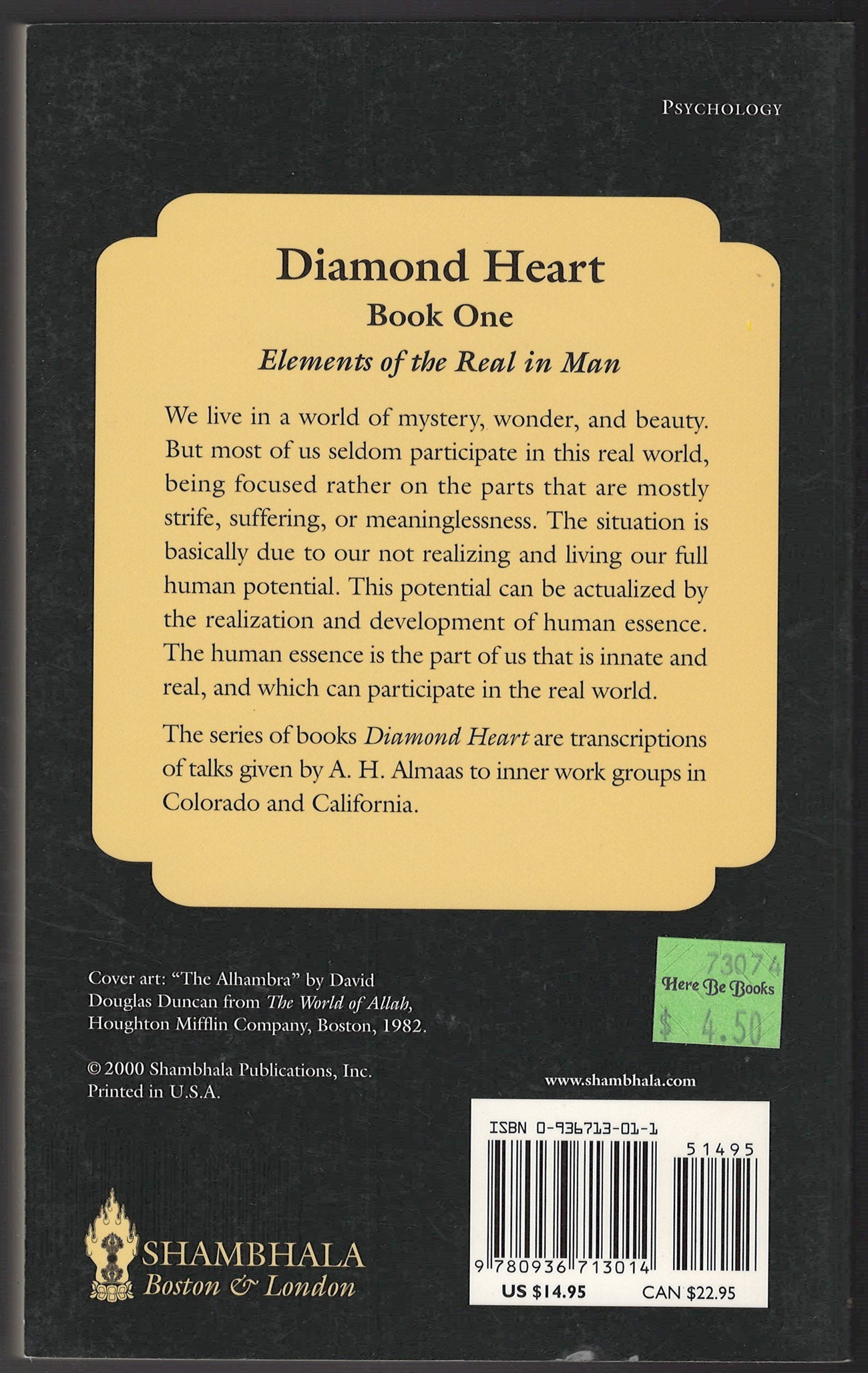 Diamond Heart: Elements of the Real in Man back cover