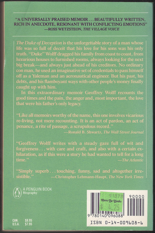 The Duke of Deception by Geoffrey Wolff back cover