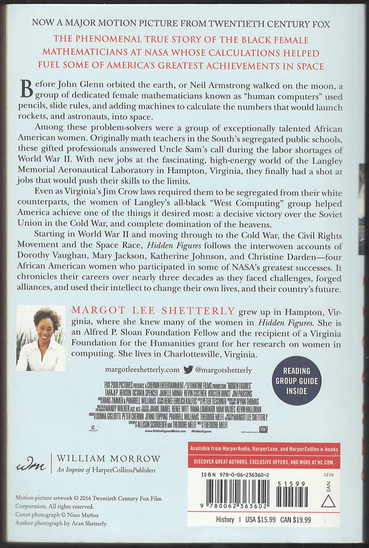 Hidden Figures by Margot Shetterly back cover