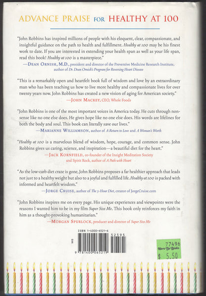 Healthy at 100 by John Robbins back cover
