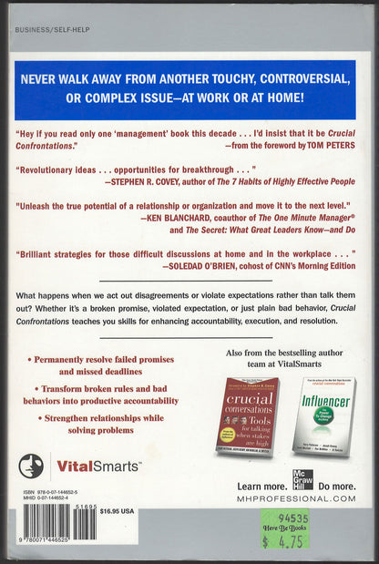 Crucial Confrontations: Tools for resolving broken promises, violated expectations and bad behavior back cover