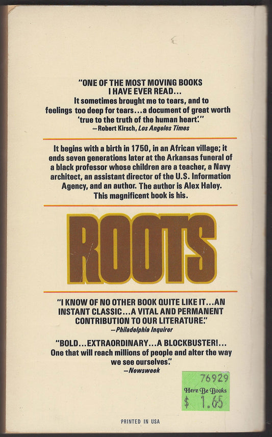 Roots by Alex Haley back cover