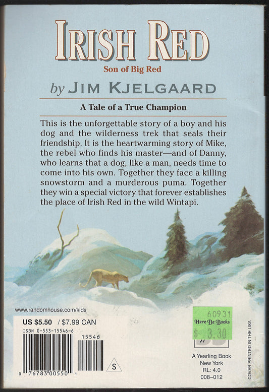 Irish Red by Jim Kjelgaard back cover