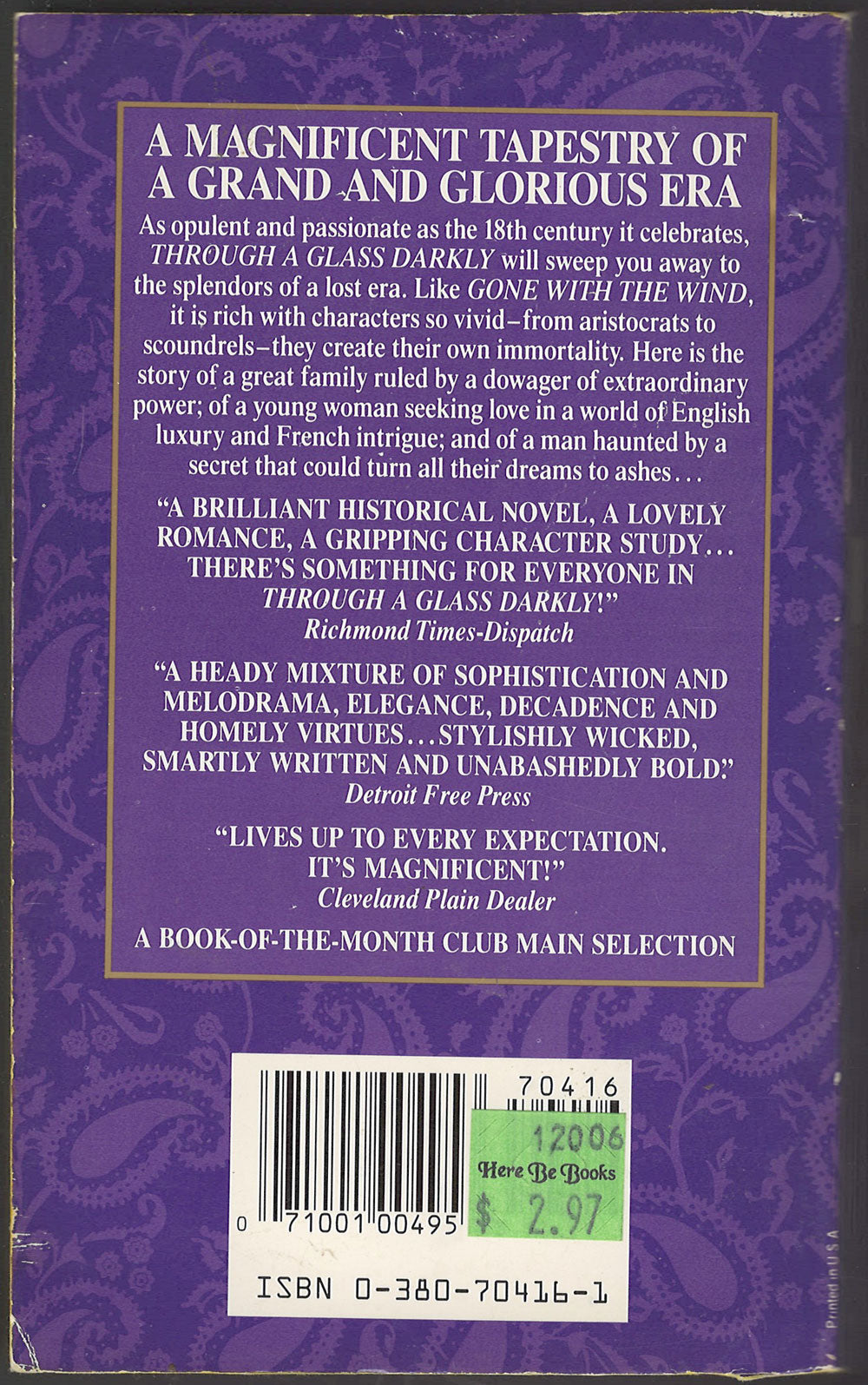 Through a Glass Darkly by Karleen Koen back cover