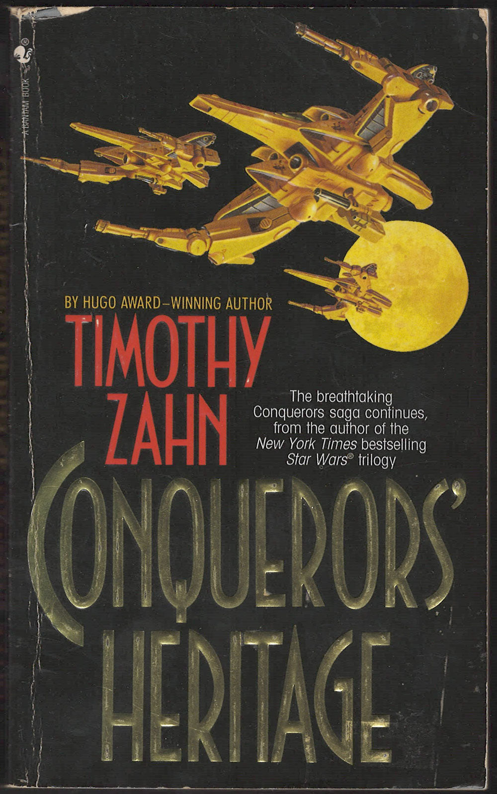Front cover of Conquerors' Heritage by Timothy Zahn with space-themed artwork.