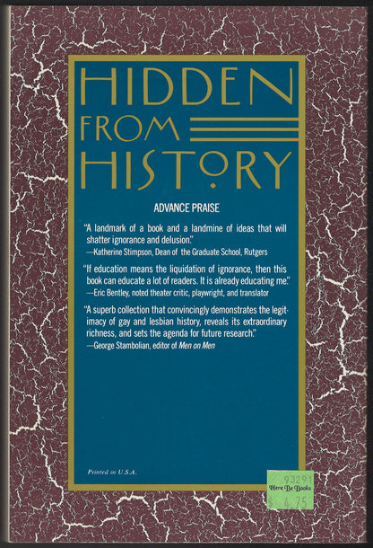 Hidden from History: Reclaiming the Gay & Lesbian Past back cover