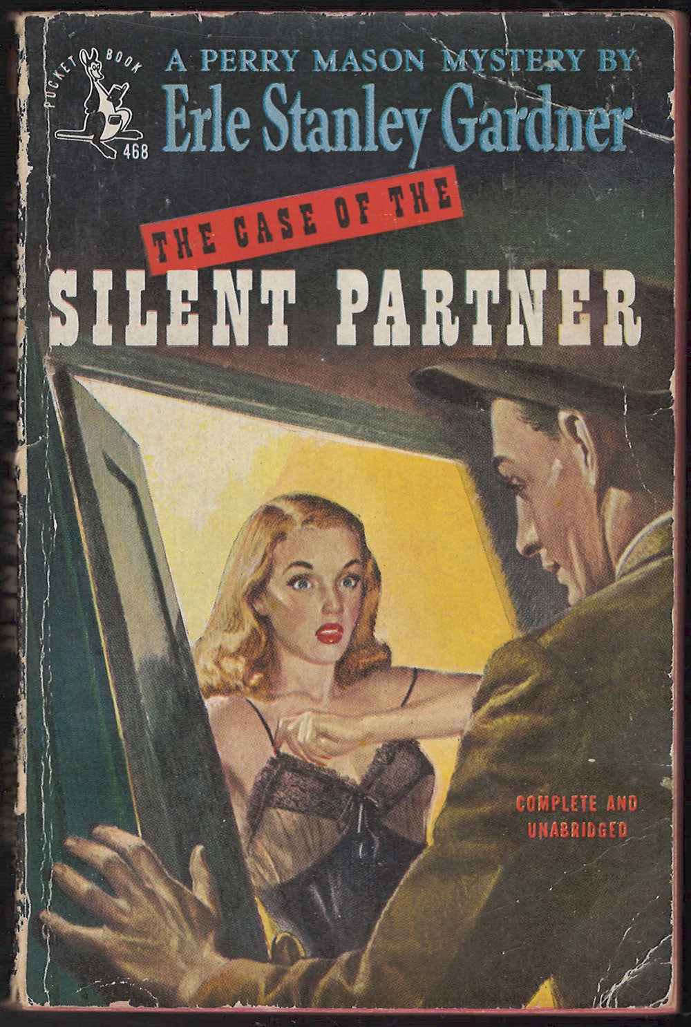 Front cover of The Case of the Silent Partner by Erle Stanley Gardner featuring a man and woman at a door.