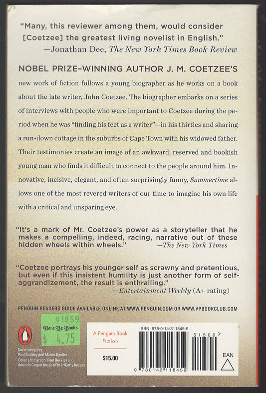 Summertime by J. M. Coetzee back cover