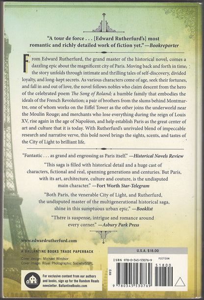 Paris by Edward Rutherfurd back cover
