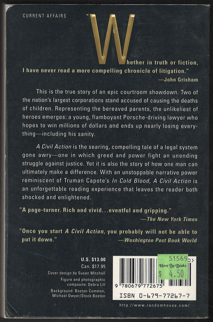 A Civil Action by Jonathan Harr back cover